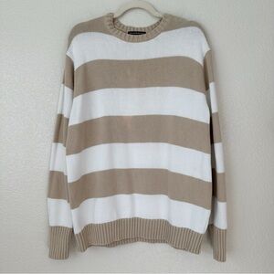 Brandy Melville Tan and White Striped Sweater